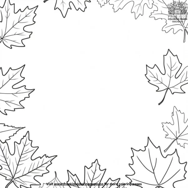 Colorful autumn leaves coloring pages