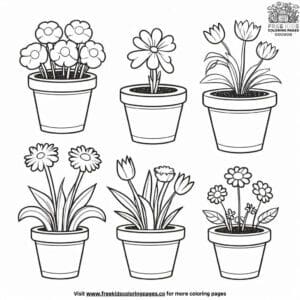 Colorful Flower Pot Creations Coloring Pages