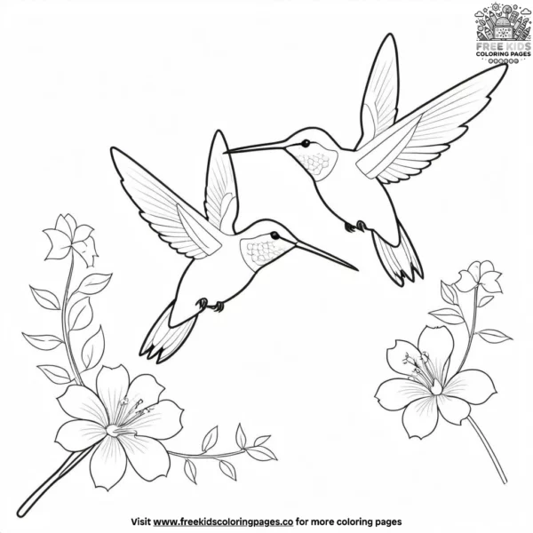 Colorful hummingbird garden coloring pages