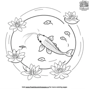 Colorful Koi Fish Pond Coloring Pages