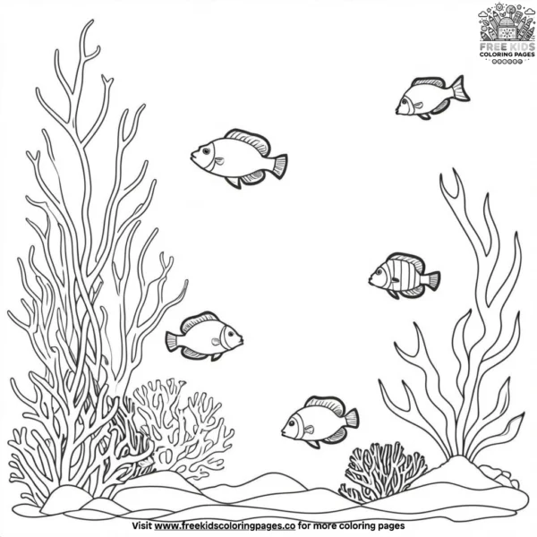 Colorful ocean reef coloring pages