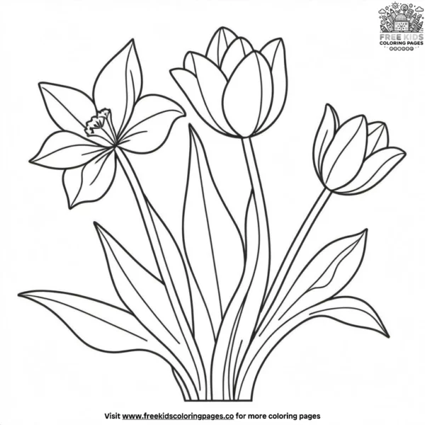 Colorful spring blossoms coloring pages