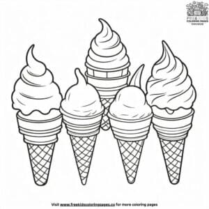 Cone Ice Cream Coloring Pages