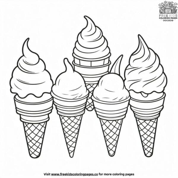 Cone ice cream coloring pages