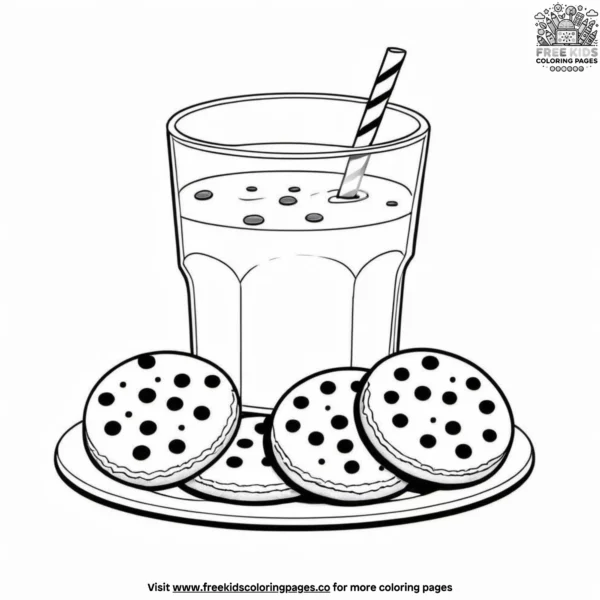 Cookies and milk coloring pages