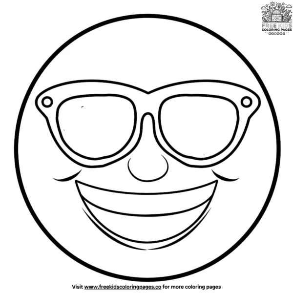 Cool sunglasses emoji coloring pages