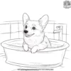 Corgi in a Bathtub Coloring Pages