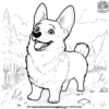 Corgi on an Adventure Coloring Pages