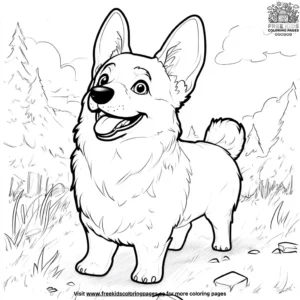 Corgi on an Adventure Coloring Pages