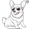 Corgi with Sunglasses Coloring Pages