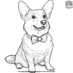 Corgi with a Bow Tie Coloring Pages