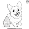 Corgi with a Cupcake Coloring Pages