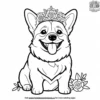 Corgi with a Flower Crown Coloring Pages