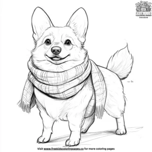 Corgi with a Scarf Coloring Pages