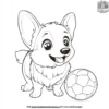 Corgi with a Soccer Ball Coloring Pages