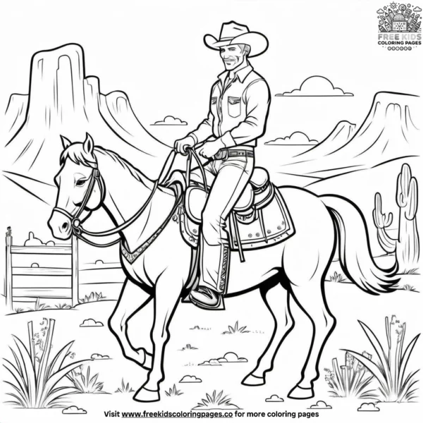 Cowboy adventure coloring pages