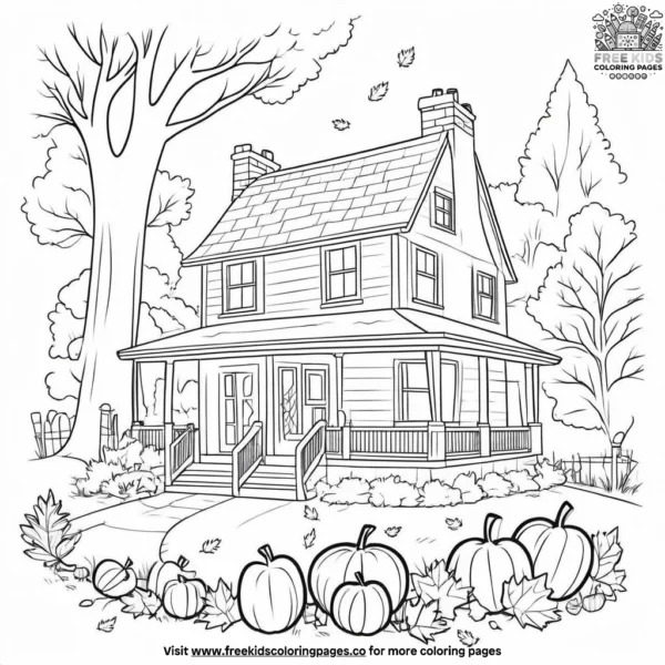 Cozy autumn scenes coloring pages