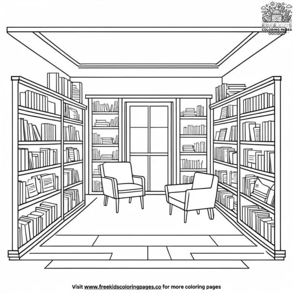 Cozy bookstore coloring pages