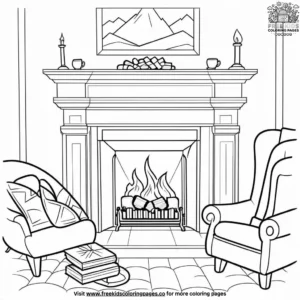 Warm Fireplace Coloring Pages