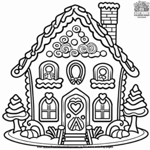 Cozy Gingerbread House Coloring Pages