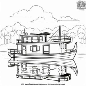 Cozy Houseboat Coloring Pages