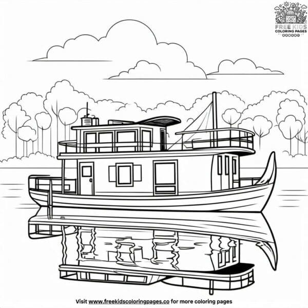 Cozy houseboat coloring pages