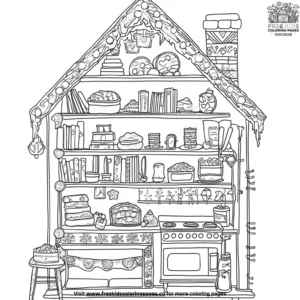 Cozy nook gingerbread house coloring pages