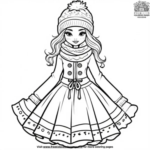 Cozy winter fashion coloring pages