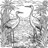 Cranes in the Pond Coloring Pages