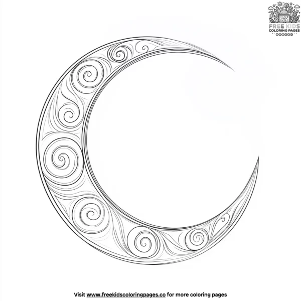 Crescent and spiral coloring pages