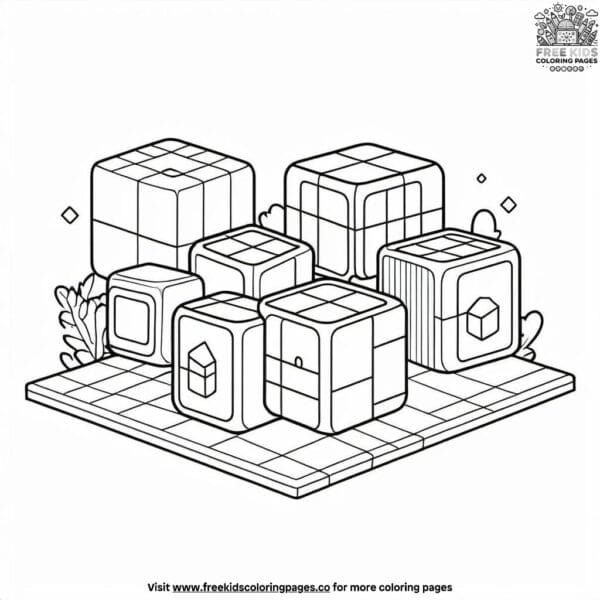 Cube world coloring pages