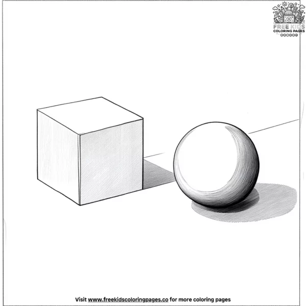 Cube and sphere coloring pages