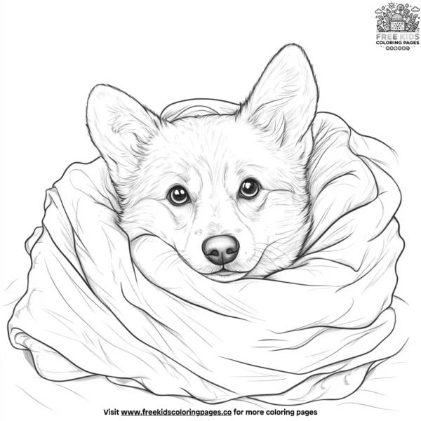 Cuddly corgi coloring pages