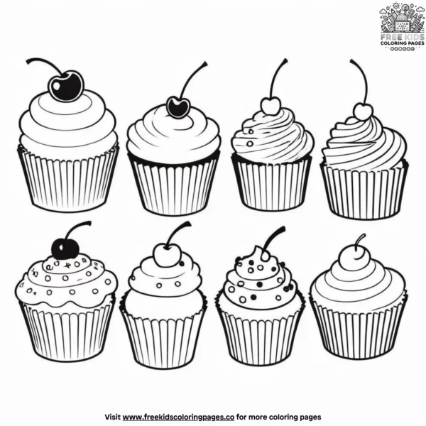 Cupcake fun coloring pages