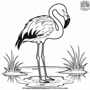 Curious flamingo coloring pages