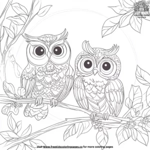 Cute owls coloring pages