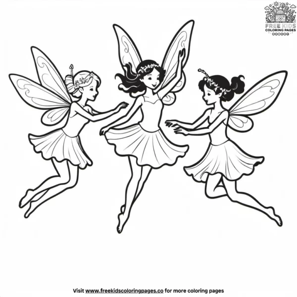 Dancing fairies coloring pages