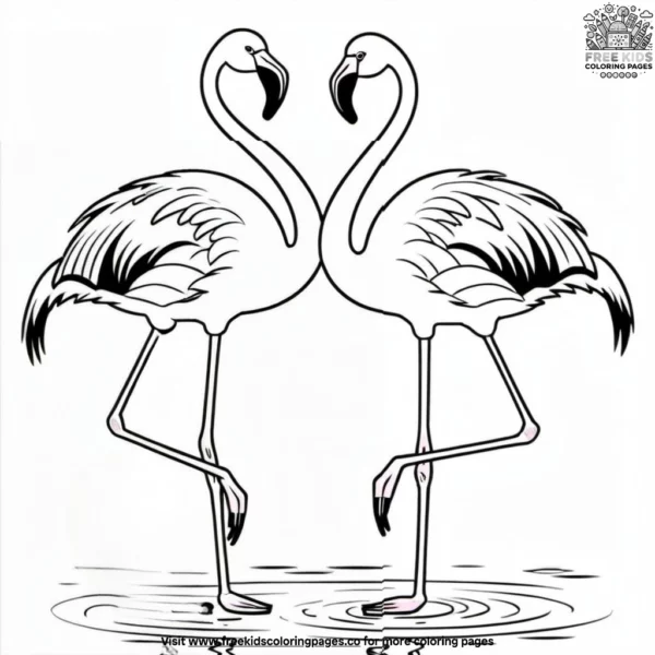 Dancing flamingo duo coloring pages