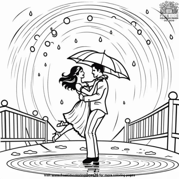 Dancing in the rain coloring pages