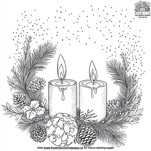 December candlelight coloring pages