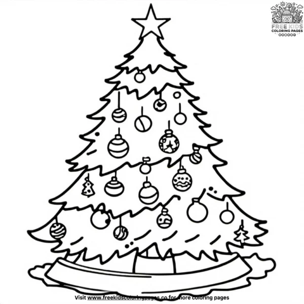 Decorated christmas tree coloring pages