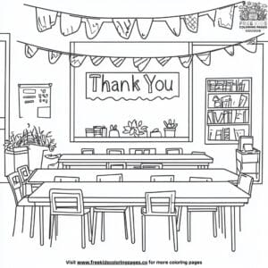 Decorated Classroom Teachers Appreciation Coloring Pages