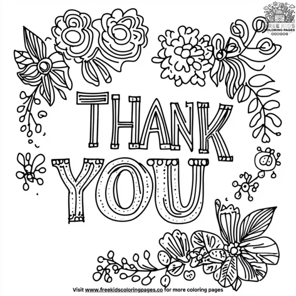 Decorative thank you coloring pages