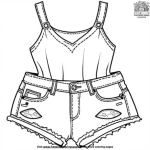 Denim shorts fashion coloring pages