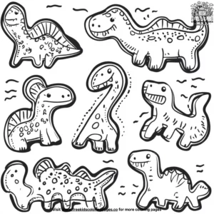 Dinosaurs Cookie Coloring Pages