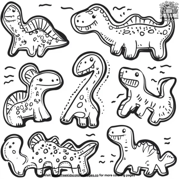 Dinosaurs cookie coloring pages