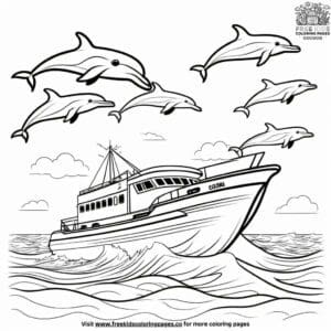 Dolphin Watching Cruise Coloring Pages