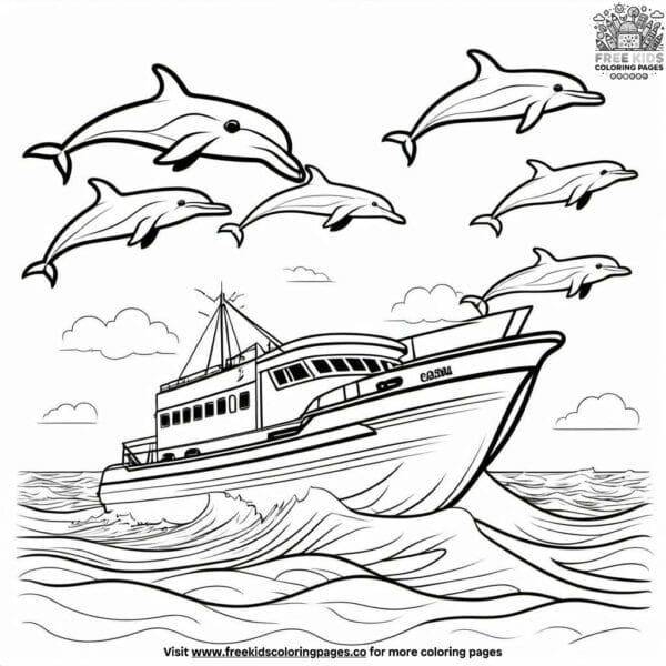 Dolphin watching cruise coloring pages