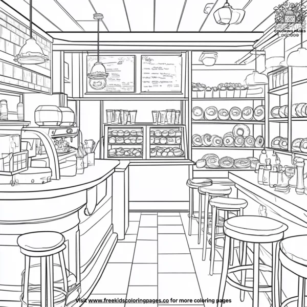 Donut shop adventure coloring pages