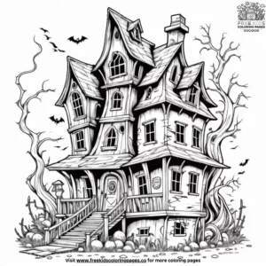 Eerie Abandoned House Coloring Pages